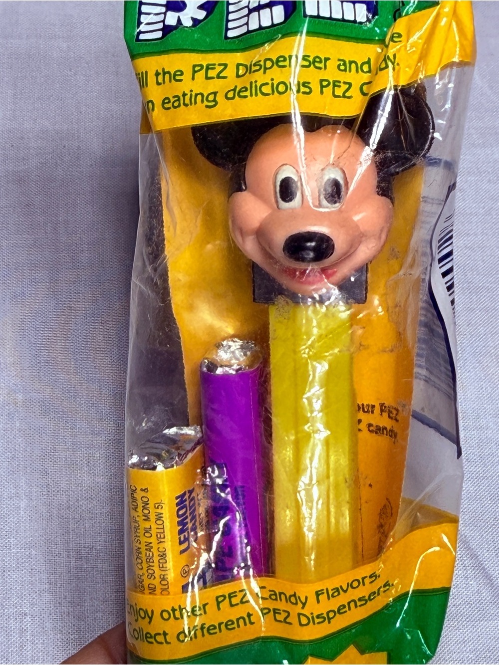 Vintage Disney Mickey Mouse PEZ Dispenser - Factory Sealed Yellow Stem